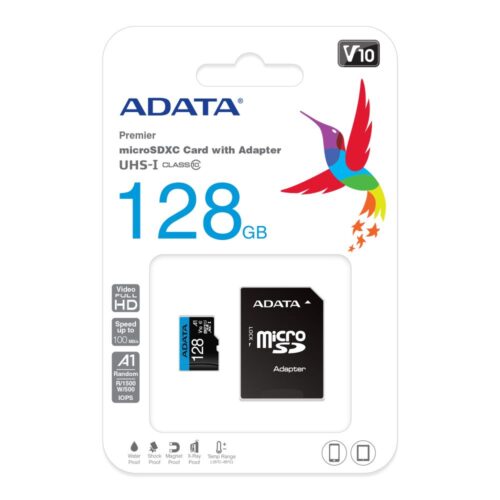 Memoria Micro SD ADATA 128GB Clase 10 Ultra Rápida Garantizada