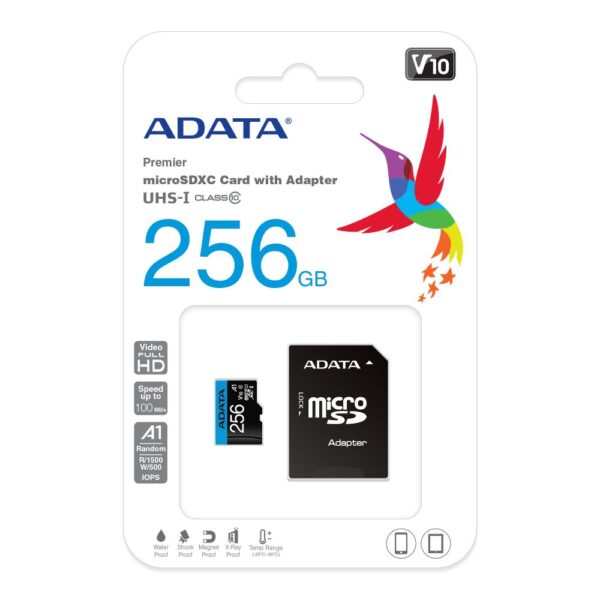 Memoria Micro SD ADATA 256GB Clase 10 Ultra Rápida Garantizada