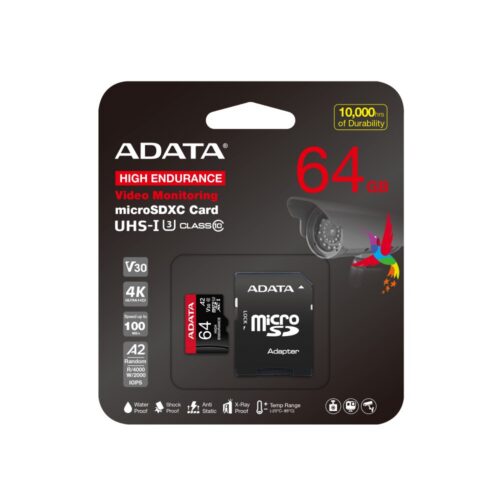 Memoria microSD Adata 64GB V30 A2 100MBs para video y apps