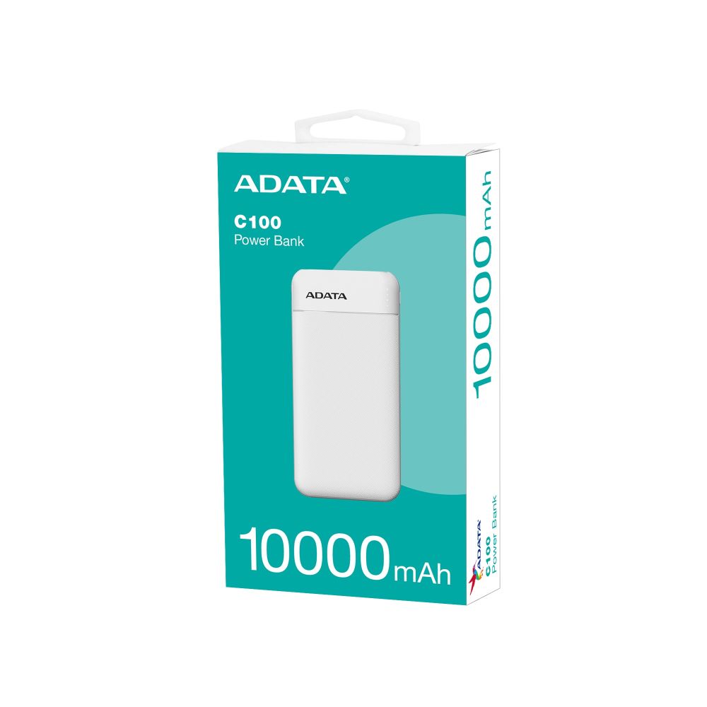 Power Bank Adata C100 10,000mAh Tipo C Blanca Carga Rápida 20W