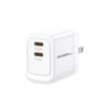 Cargador dual rápido Argom 40W USB-C PD blanco compacto