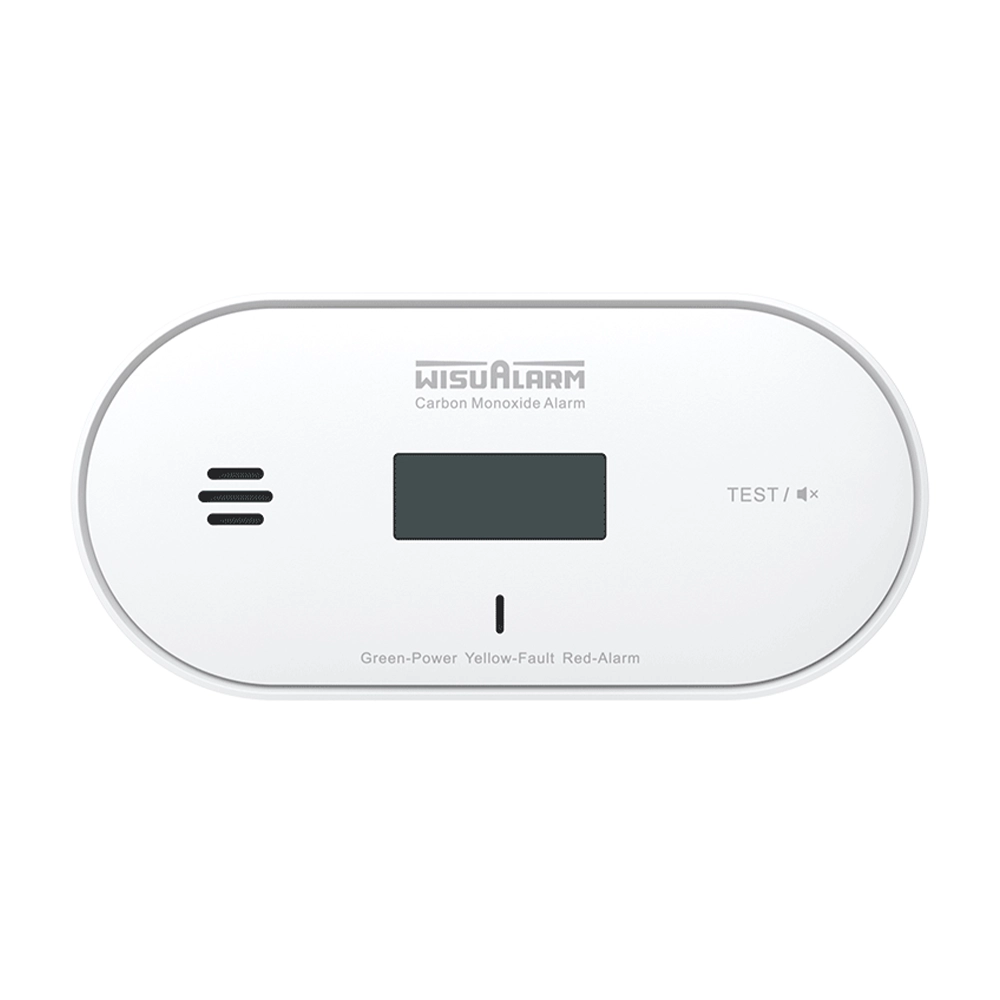 Alarma CO Inalámbrica WisuAlarm 10 Años Batería Sellada LCD Interconectada