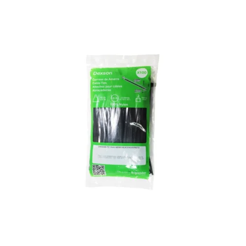Amarre Negro Dexson 20cm x 4.6mm Pack 100 Unidades Ultra Resistente