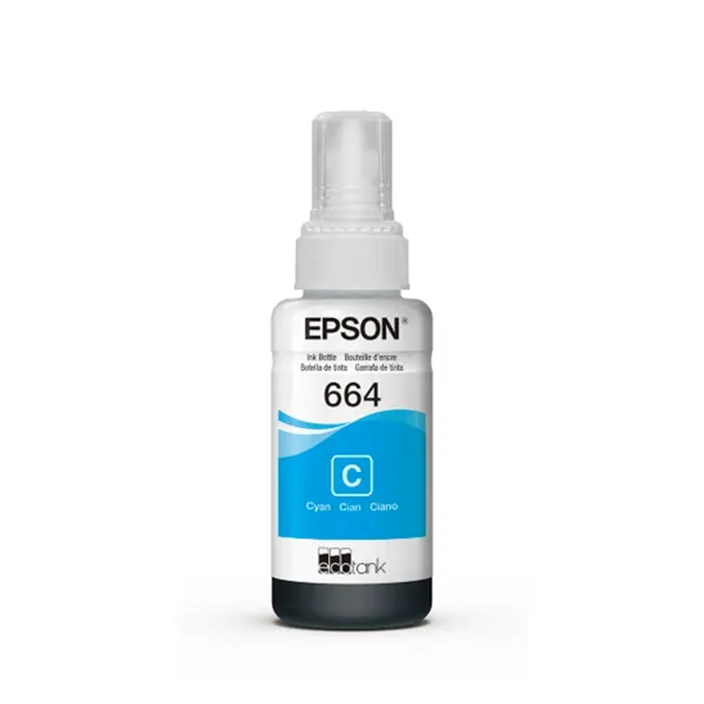 Botella Tinta Cyan Epson T664 L200 Colores Duraderos Recarga Original