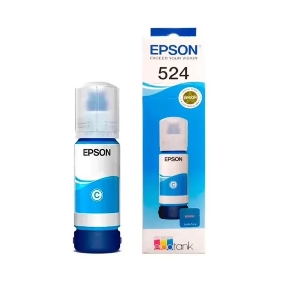 Botella de Tinta Epson 524 Cyan 70 ml EcoTank Color Preciso Original