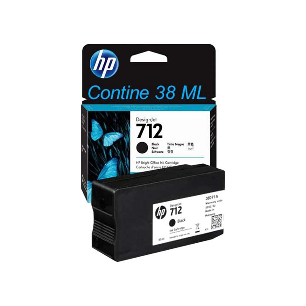 Cartucho de Tinta HP 712 Negro 38 ml para DesignJet Original