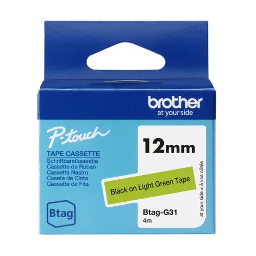 Cinta Brother TZE231 12mm x 8m negro sobre blanco laminada