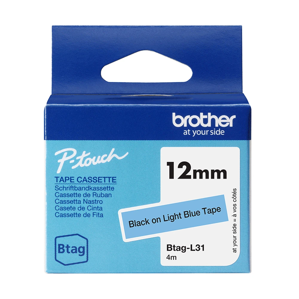 Cinta Brother BTAGL31 12mm negra sobre azul claro 4m