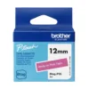 Cinta Brother BTAGP35 12mm blanca sobre rosa para P-touch