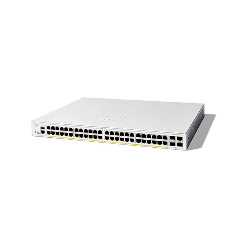 Cisco Catalyst 1300 C1300-48P-4G 48 Puertos Gestionable Conmutador Ethernet - Gigabit Ethernet - 10/100/1000Base-T, 1000Base-X - 3 Capa compatible - Modular - 4 Ranuras SFP - 445.85W Power Consumption - 370W Rendimiento PoE - Fibra Óptica, Par trenzado - PoE Ports - 1U