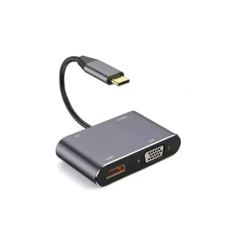 Convertidor-USB-C-4-en-1-a-HDMI-4K-+-VGA-+-USB-3.0-+-USB-C-PD-1 Hub Multipuerto Genius USB 5 en 1 Versatilidad Total para Dispositivos