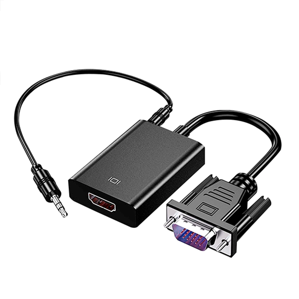 Convertidor VGA a HDMI Full HD 1080p Audio Auxiliar Universal