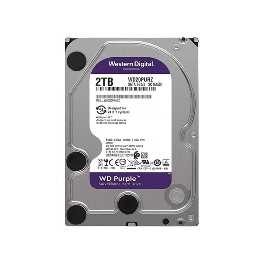 Disco Duro WD Púrpura 2TB Vigilancia Rendimiento Continuo