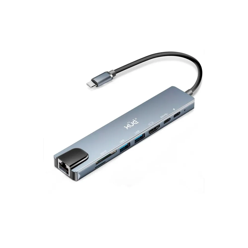 Docking USB-C XUE 8 en 1 CNV-HCX-1522 HDMI 4K PD 100W RJ45