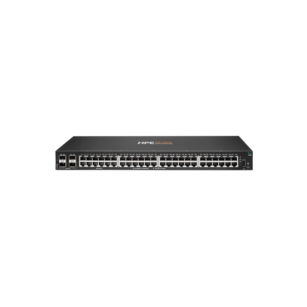 HPE 6100 48 Puertos Conmutador Ethernet - Gigabit Ethernet, Ethernet de 10 gigabits - 10/100/1000Base-T, 10GBase-X - 2 Capa compatible - Modular - 30.60W Power Consumption - 370W Rendimiento PoE - Par trenzado, Fibra Óptica - PoE Ports - 1U