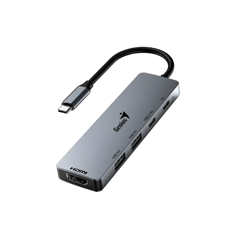 Hub USB C Genius UH-500 5 puertos HDMI 4K 60Hz y PD 100W