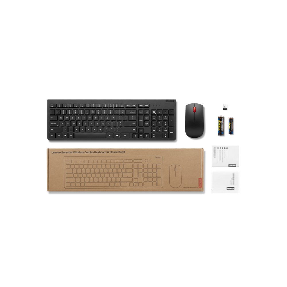 Combo teclado y mouse inalámbrico Lenovo 500 negro silencioso