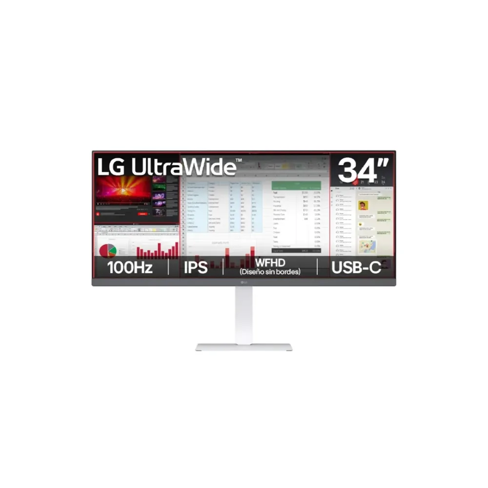 LG 34U530A-W Monitor UltraWide 34" WFHD 2560x1080 IPS 100Hz Blanco - Más espacio, más productividad