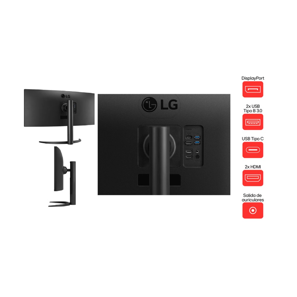 Monitor LG 34WR55QK-B 34 pulgadas WQHD curvo 100Hz USB-C