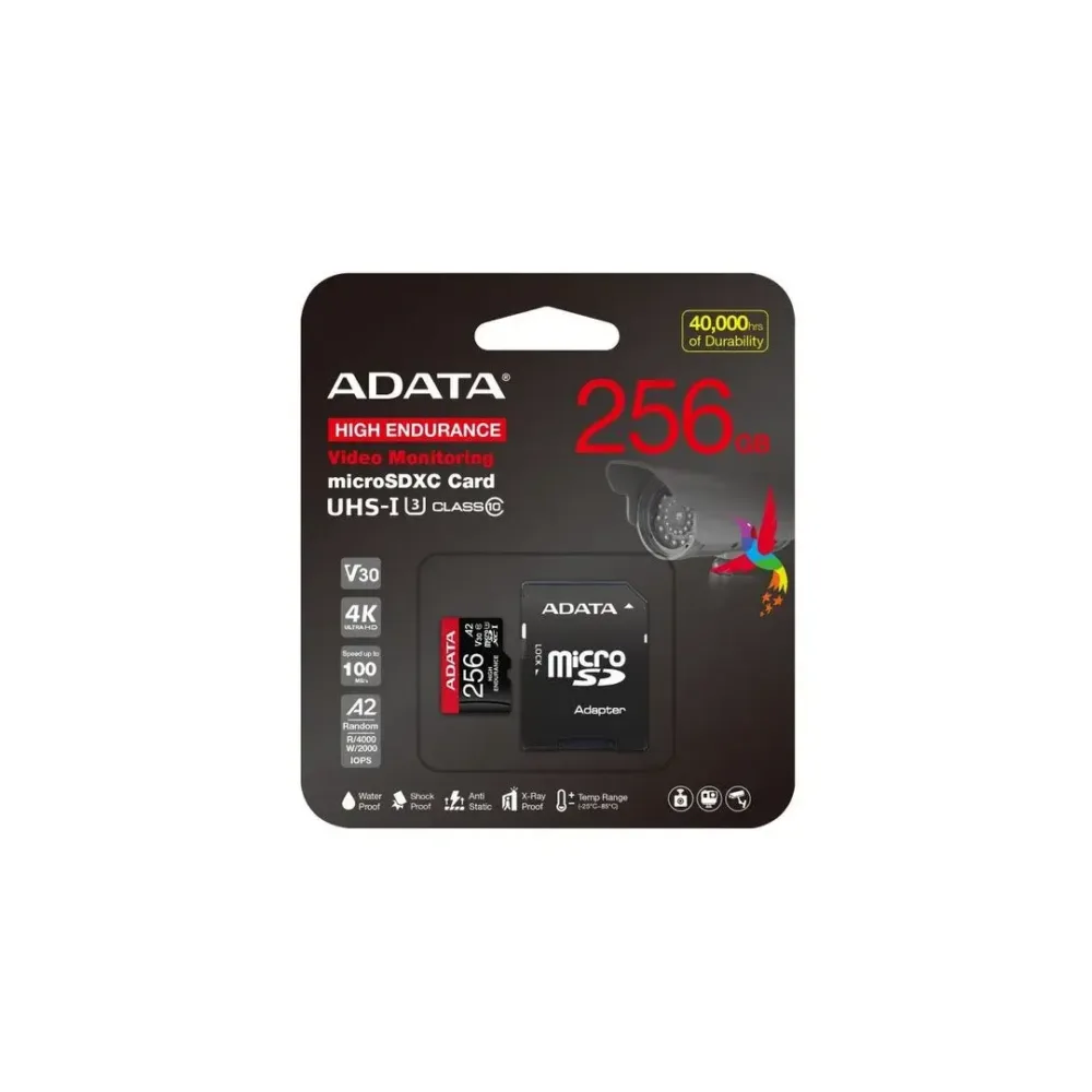 Memoria microSD Adata 256GB High Endurance U3 V30 con adaptador