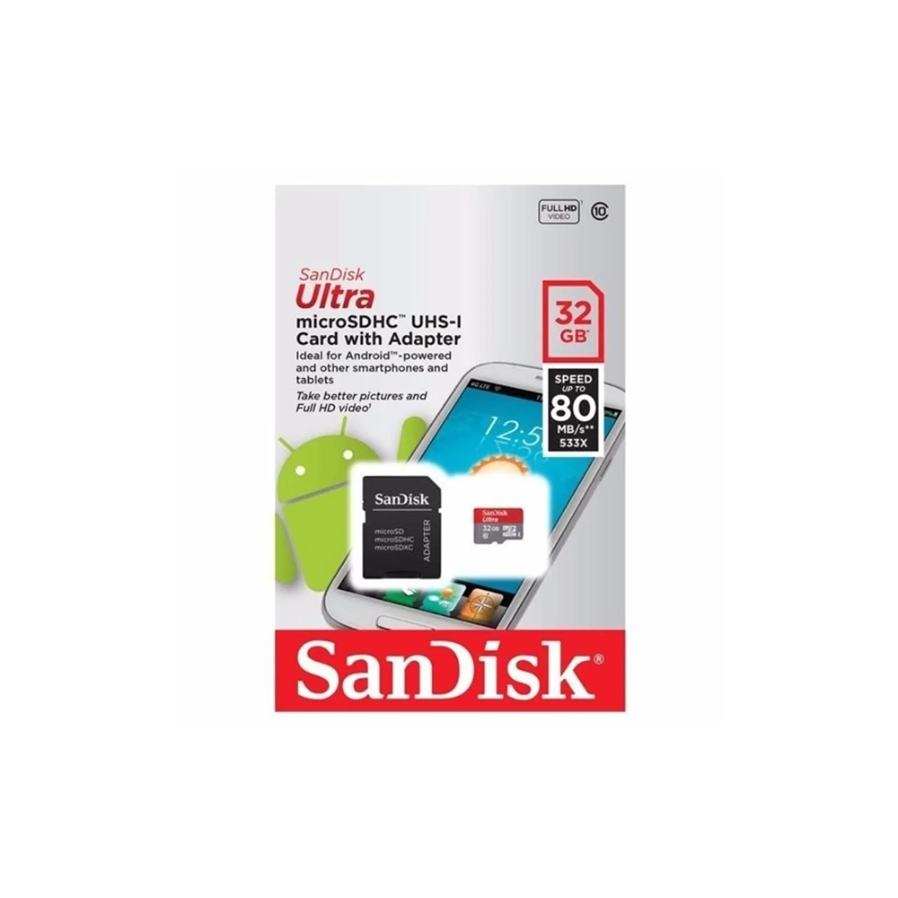 Memoria microSD SanDisk Ultra 32GB Clase 10 para celular y camara