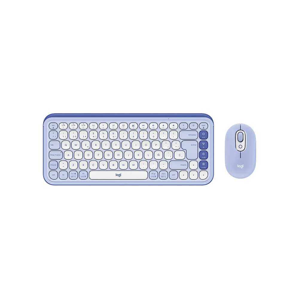 Combo Teclado y Mouse Logitech POP Bluetooth Español Lila Easy-Switch