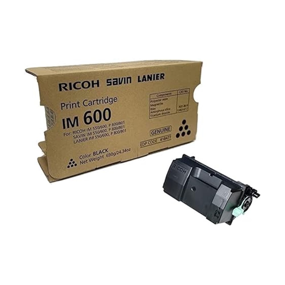 Cartucho de Tóner Negro Ricoh IM 600 Alto Rendimiento 25.500 páginas