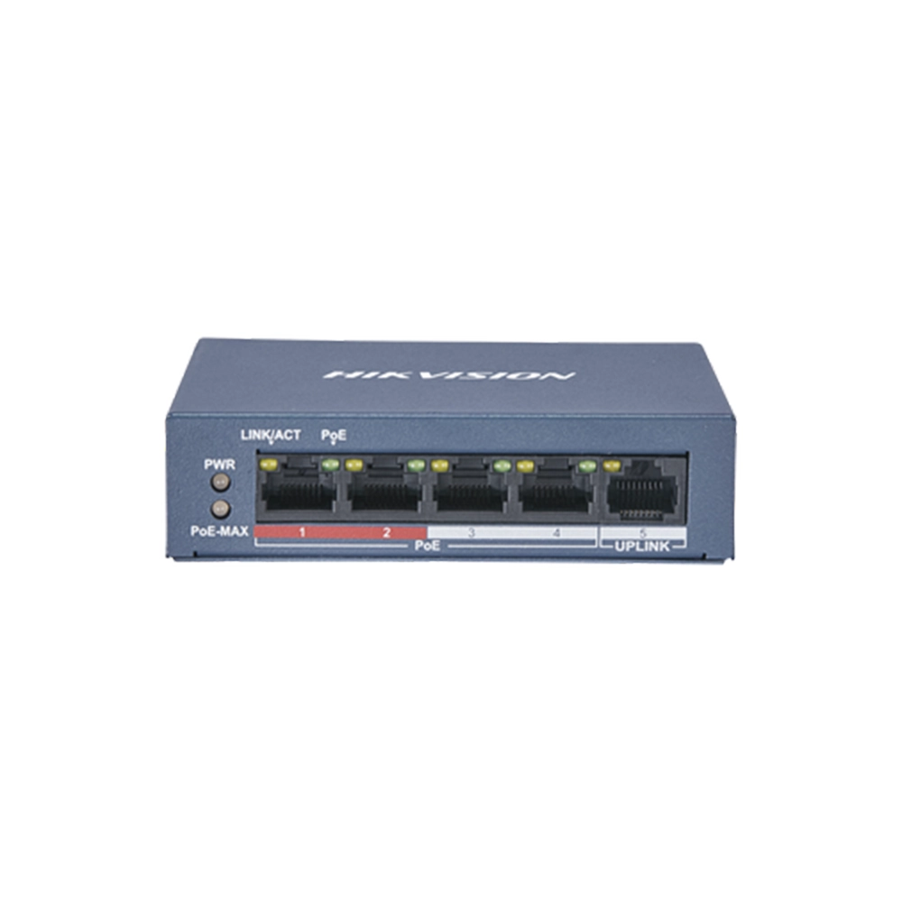 Switch PoE 4 Puertos Hikvision DS-3E0105P-E/M Transmisión 300m