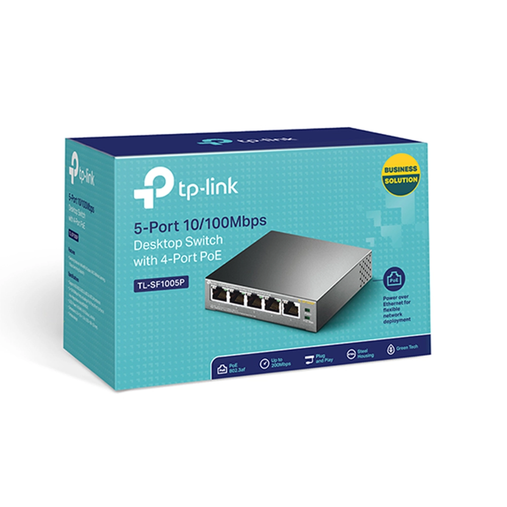 Switch TP-Link 5 Puertos 10/100 PoE TL-SF1005P Expansión Red Fácil