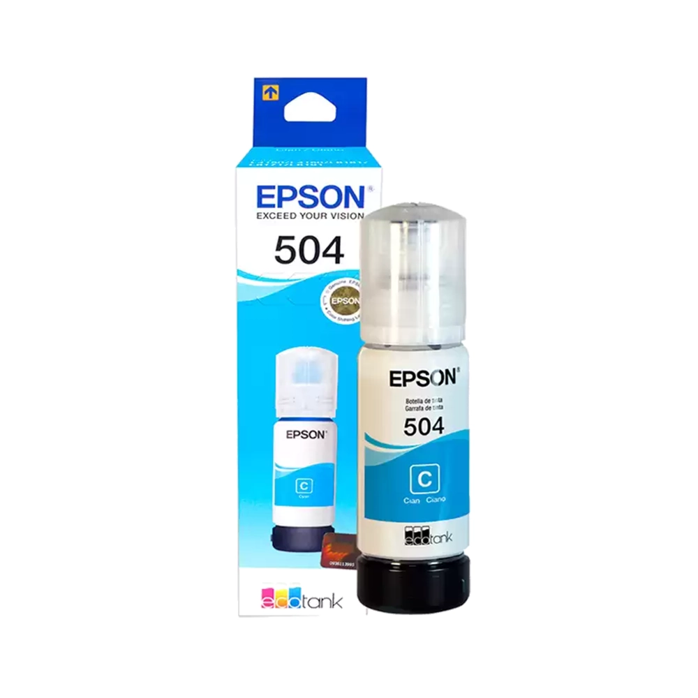 Botella Tinta Cyan Epson T504 Original Compatibilidad EcoTank XL