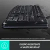 Teclado Logitech K120 USB Resistente a Derrames Silencioso