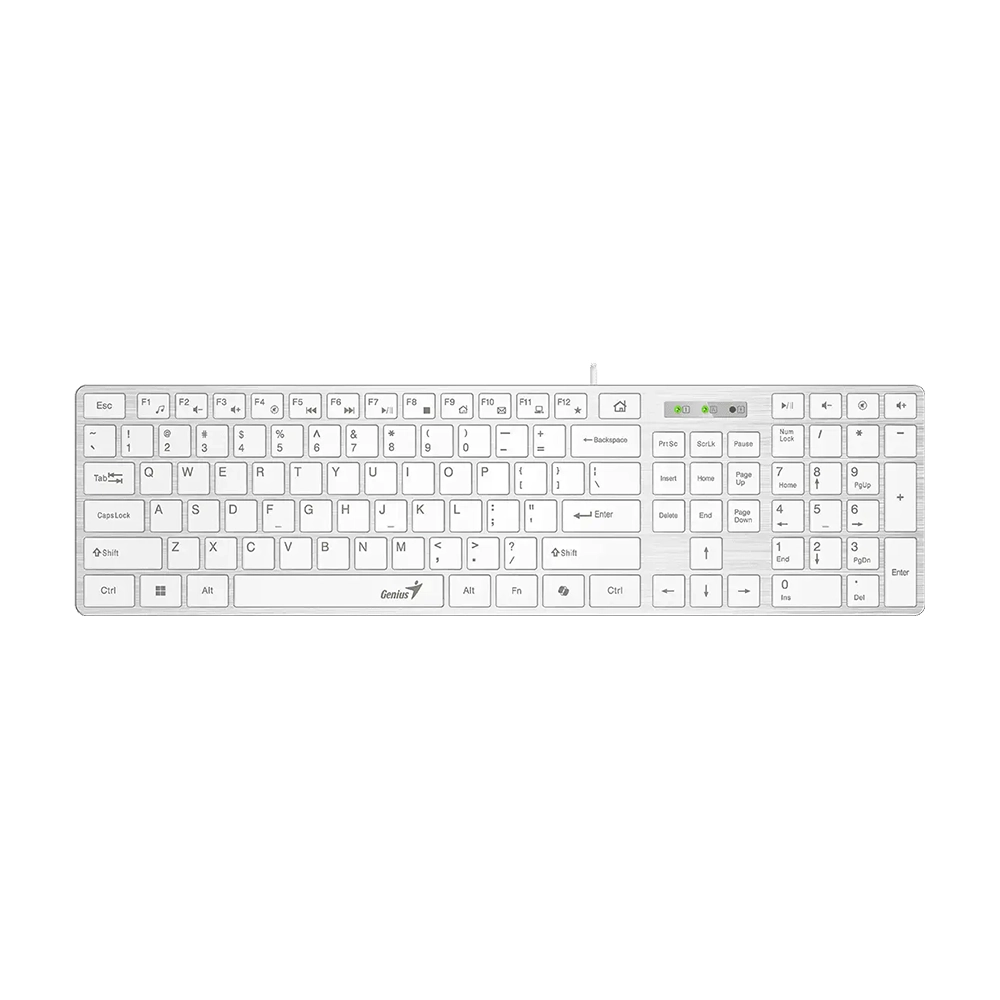 Teclado USB Genius Slimstar 126 Blanco Diseño Delgado Multimedia