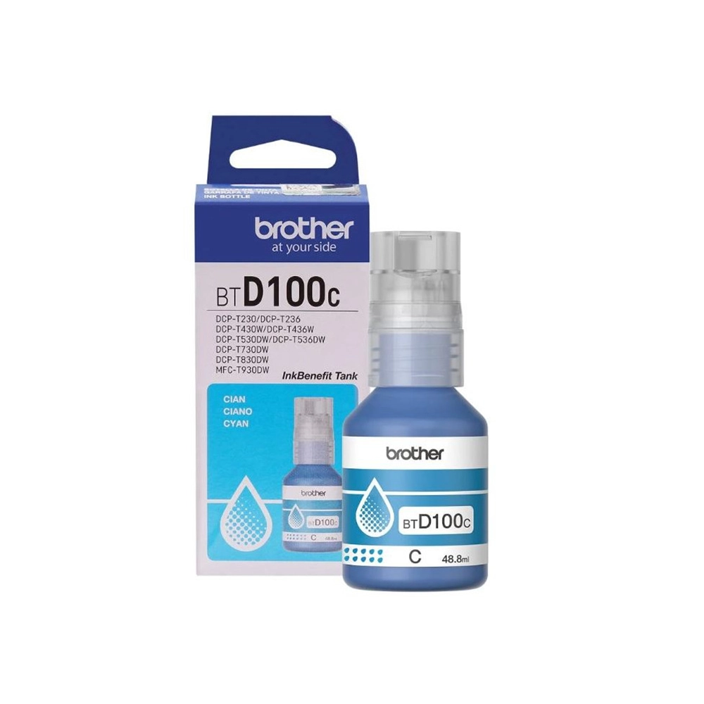 Tinta Brother D100C Cyan Original 48.8 ml para Tanque de Tinta