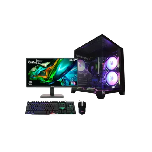 Torre-AMD-Ryzen-5-5600G-16GB-SSD-512GB-gamer-chasis-pecera PC Gamer AMD Ryzen 5 5600GT SSD 512GB Monitor 22 con Fuente Real 650v